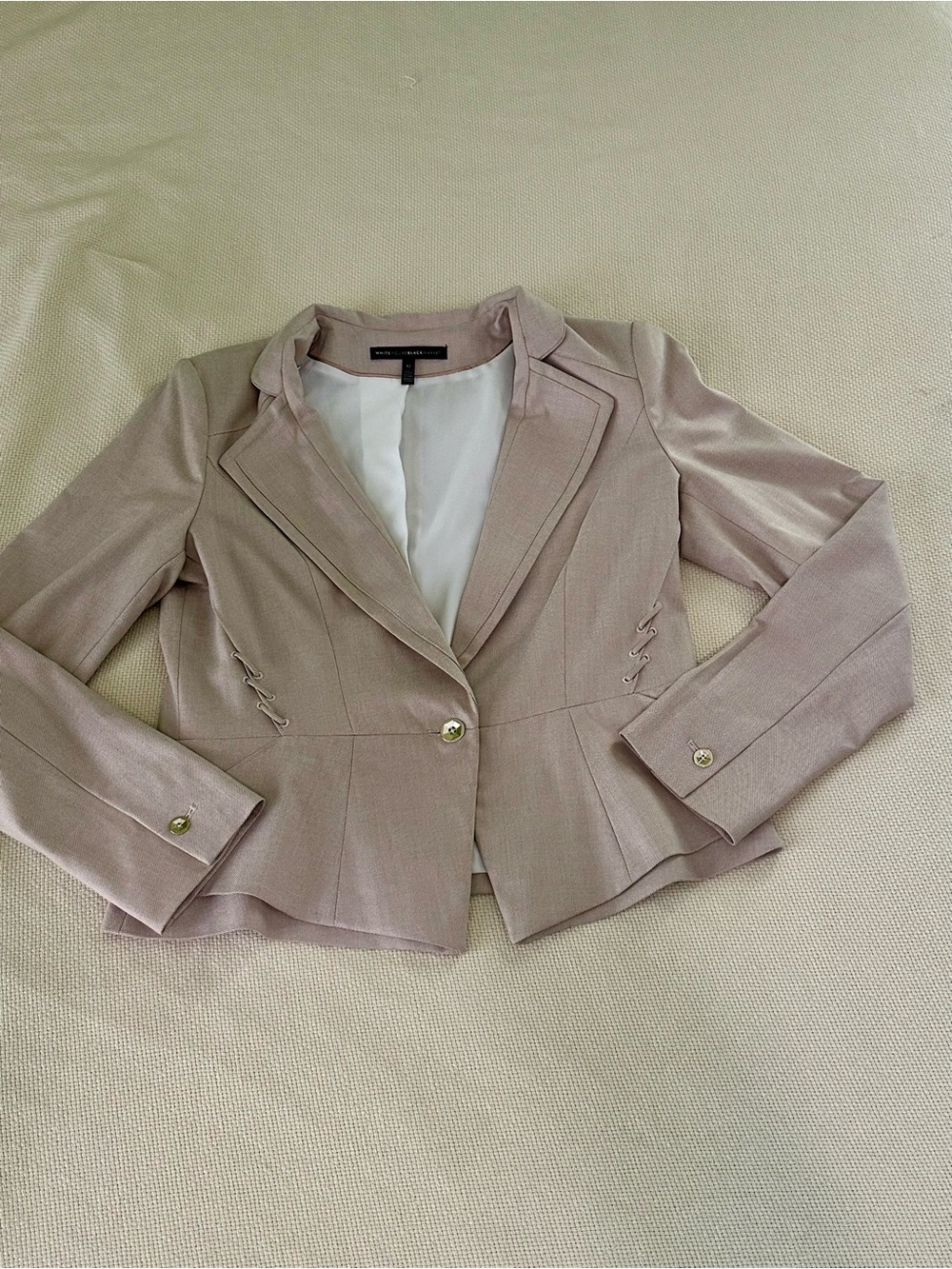 White House Black Market Taupe Peplum Blazer with Corset Detail Size 12